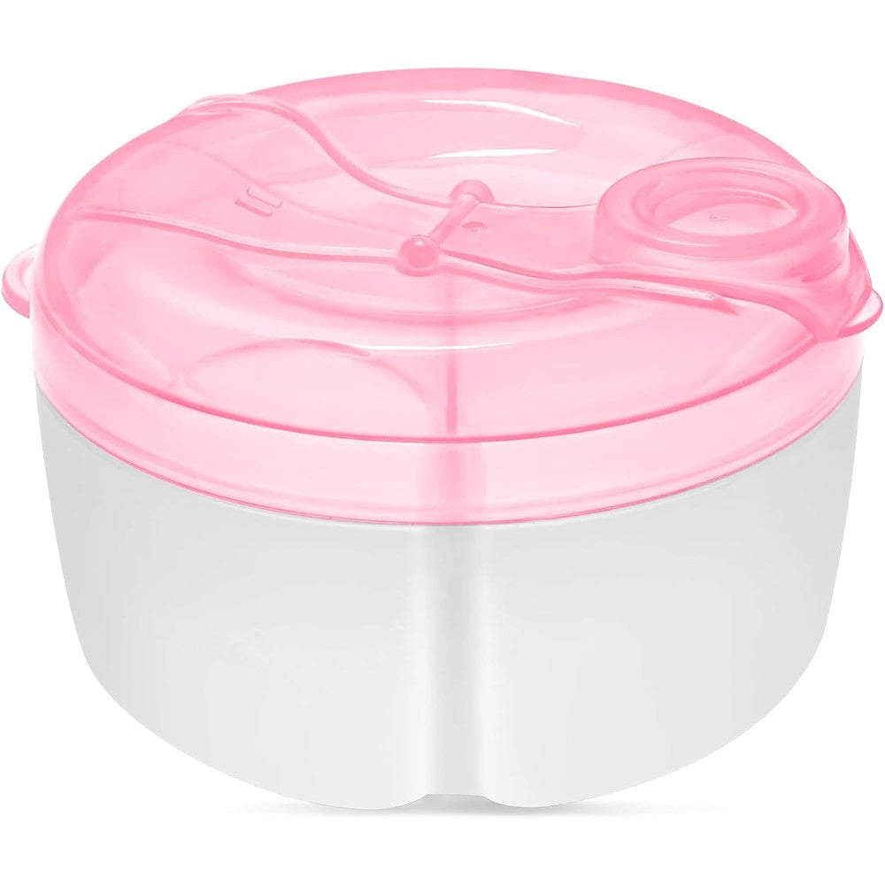 Accmor baby formula dispenser pink front view showing rotating top spout.