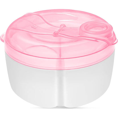 Accmor baby formula dispenser pink front view showing rotating top spout.