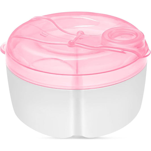 Accmor baby formula dispenser pink front view showing rotating top spout.