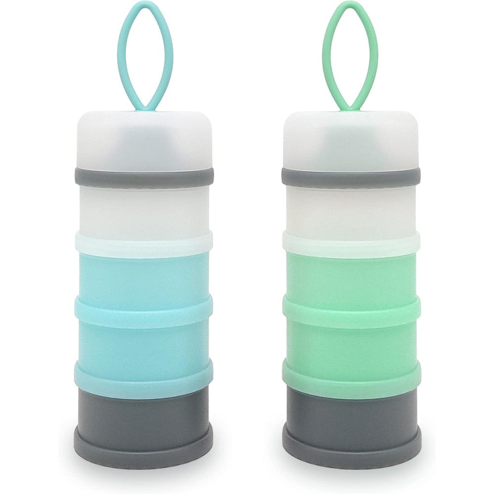 LADISO Baby Formula Dispenser front view showcasing the four layer stackable portable milk powder container design.