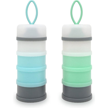 LADISO Baby Formula Dispenser front view showcasing the four layer stackable portable milk powder container design.