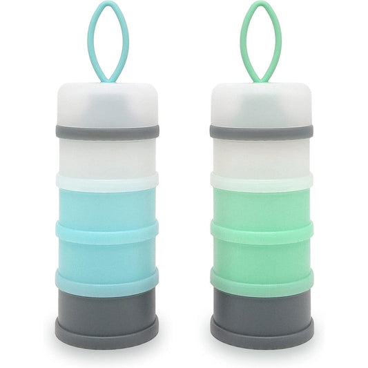 LADISO Baby Formula Dispenser front view showcasing the four layer stackable portable milk powder container design.