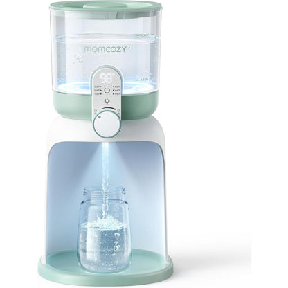 Momcozy Instant Water Warmer front view on a kitchen counter for baby formula preparation