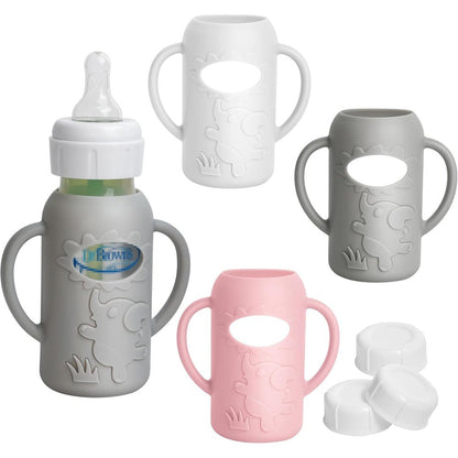 Joxodak silicone sleeves for Dr Brown glass bottles front view
