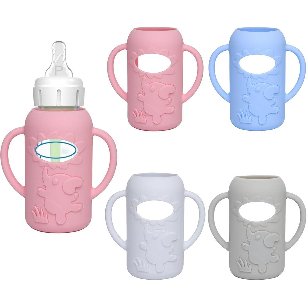 Wajiayon 4 pack silicone sleeves for glass baby bottles front view