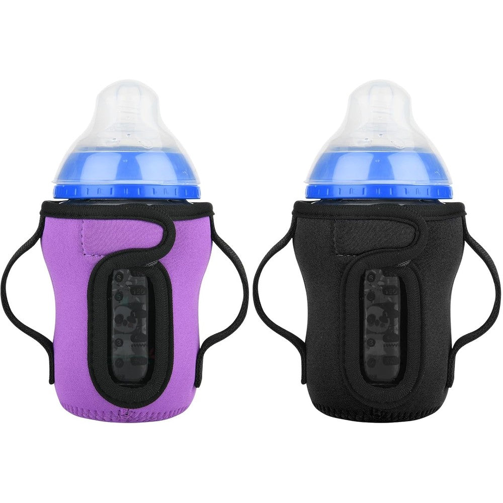 Beautyflier glass baby bottle sleeve covers black and purple front view