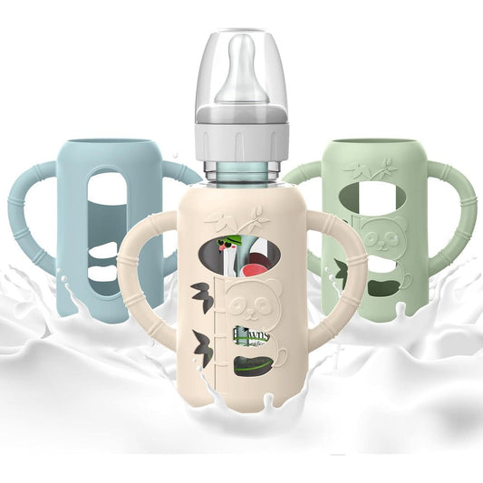 Dlozrak 3 piece silicone bottle sleeves for 4 ounce glass bottles front view