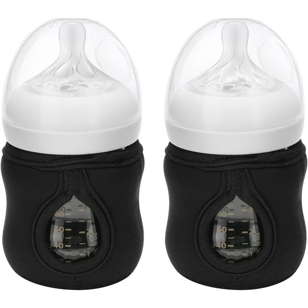 Beautyflier glass baby bottle sleeve covers black front view