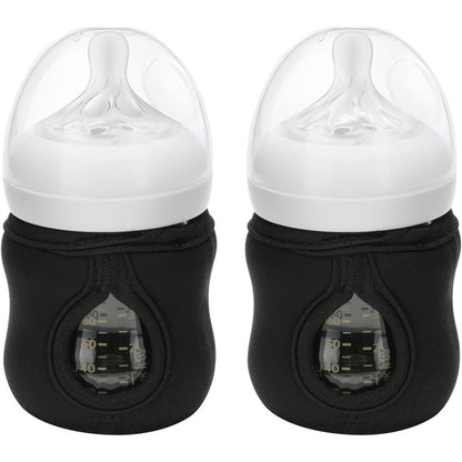 Beautyflier glass baby bottle sleeve covers black front view
