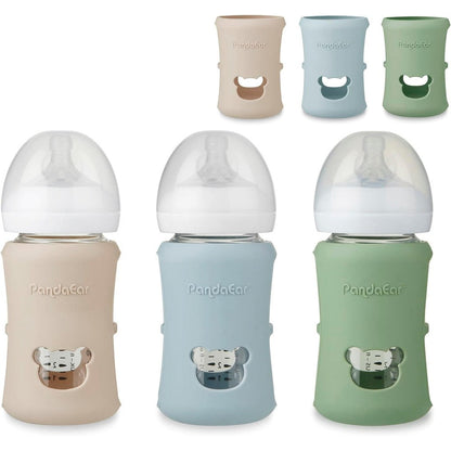 PandaEar silicone sleeves for Philips Avent glass baby bottles front view