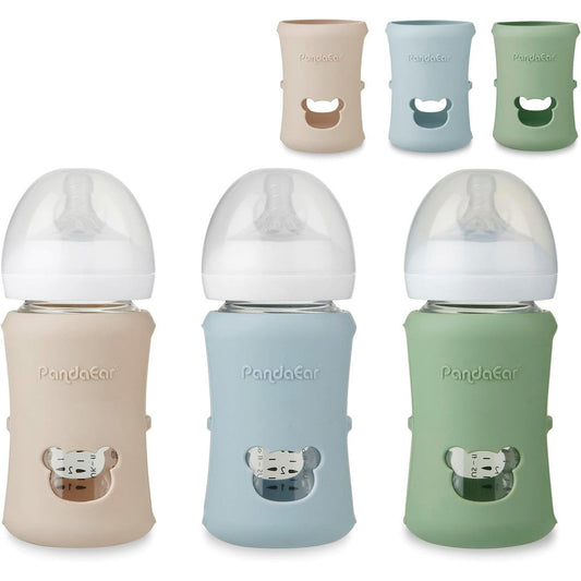 PandaEar silicone sleeves for Philips Avent glass baby bottles front view
