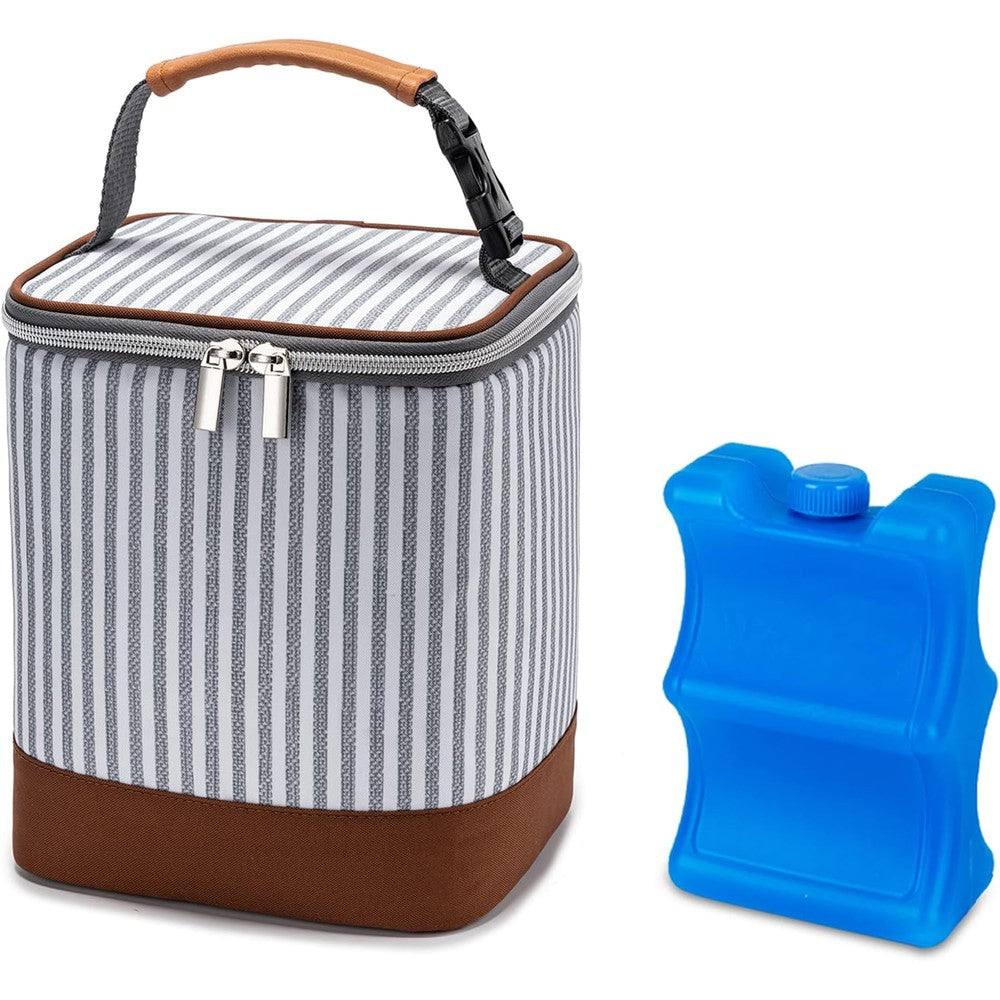 Babeyer breast milk cooler bag front view with included ice pack