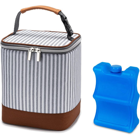 Babeyer breast milk cooler bag front view with included ice pack