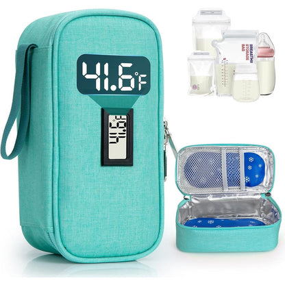 Youshares breast milk cooler travel bag front view in light green