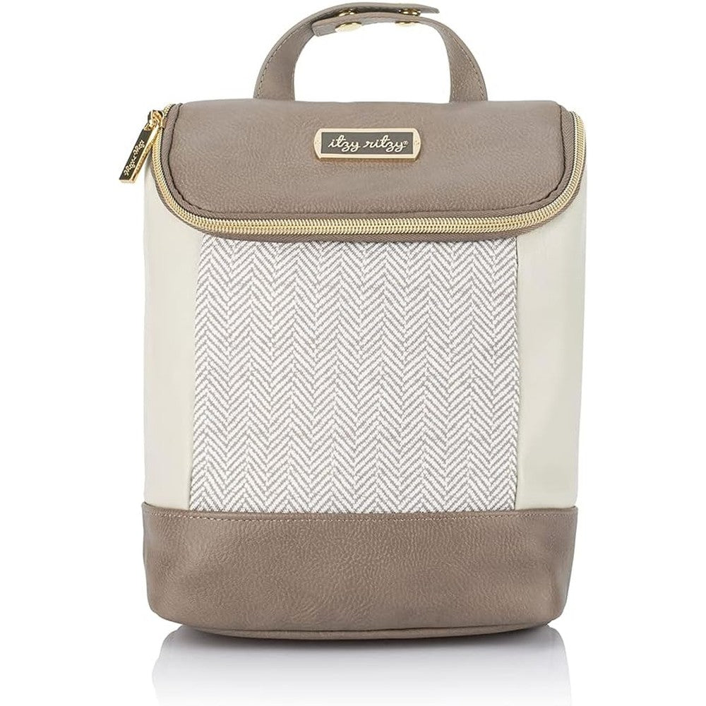 Itzy Ritzy insulated bottle bag in vanilla latte front view