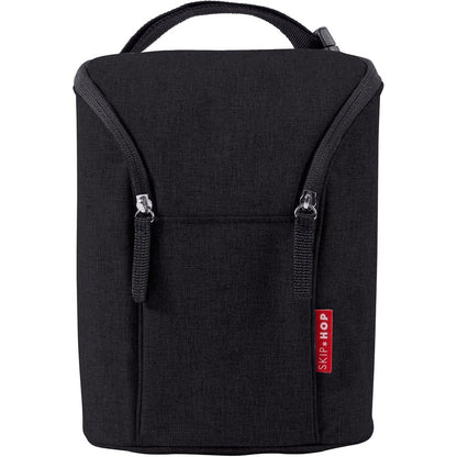 Skip Hop Grab And Go Double Bottle Bag In Black Insulated Cooler With Freezer Pack For Baby Bottles And Snacks