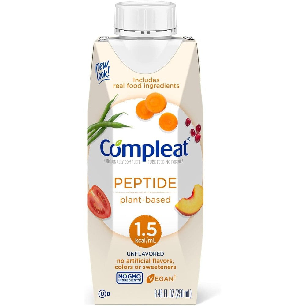 Compleat Peptide 1.5 Tube Feeding Formula pack of twelve front view for clinical nutrition
