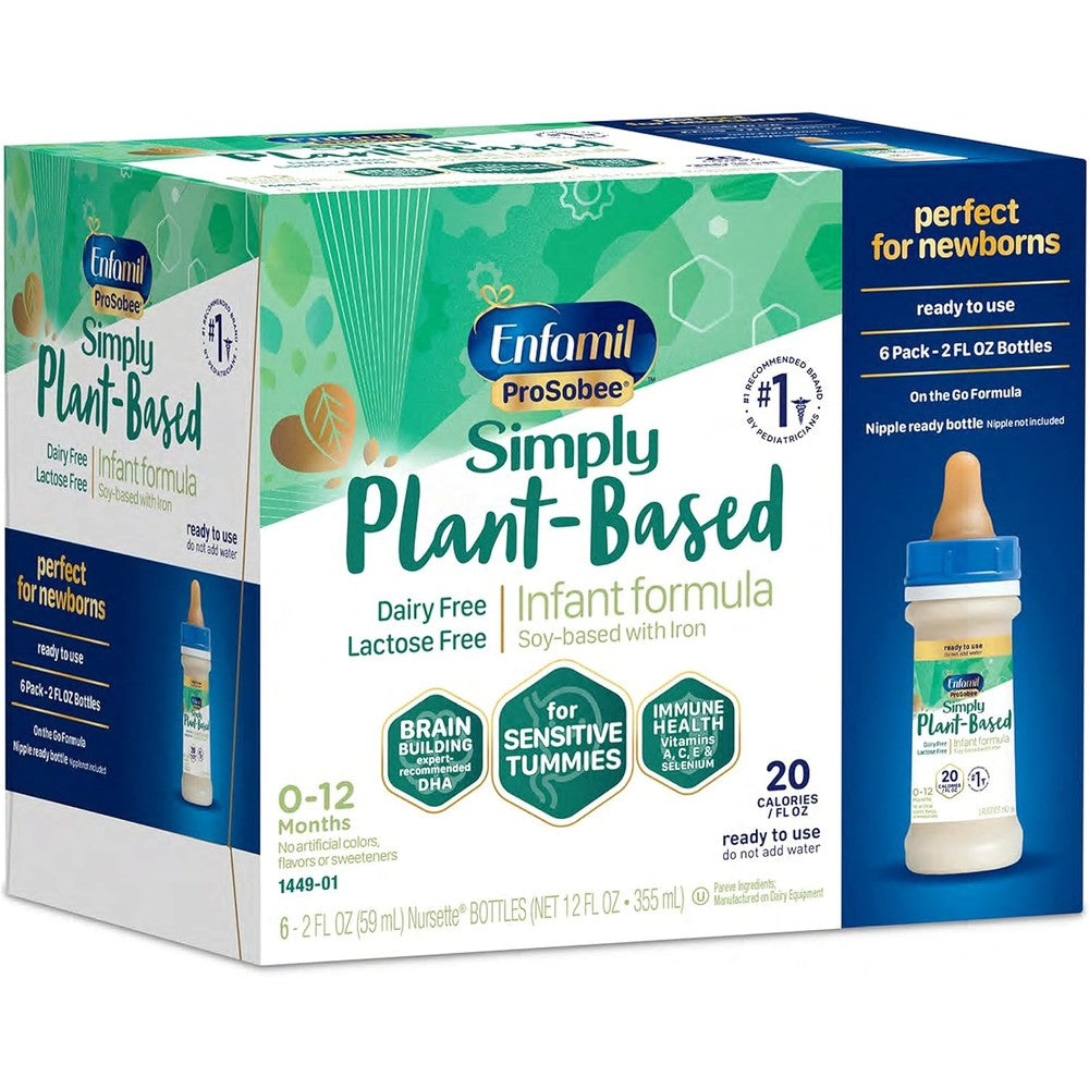 Enfamil ProSobee Soy Based Infant Formula ready to use liquid bottle six pack front view