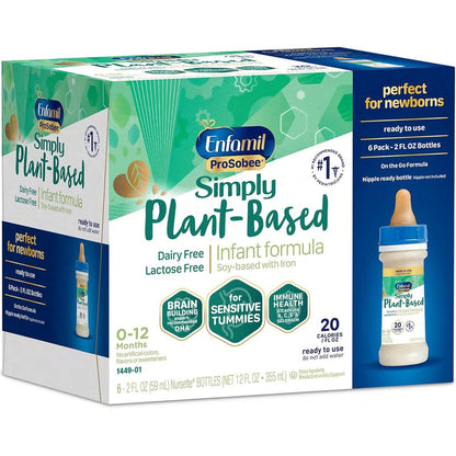 Enfamil ProSobee Soy Based Infant Formula ready to use liquid bottle six pack front view