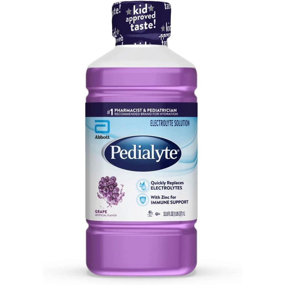 Pedialyte Grape Electrolyte Hydration Drink front view for fast rehydration solutions