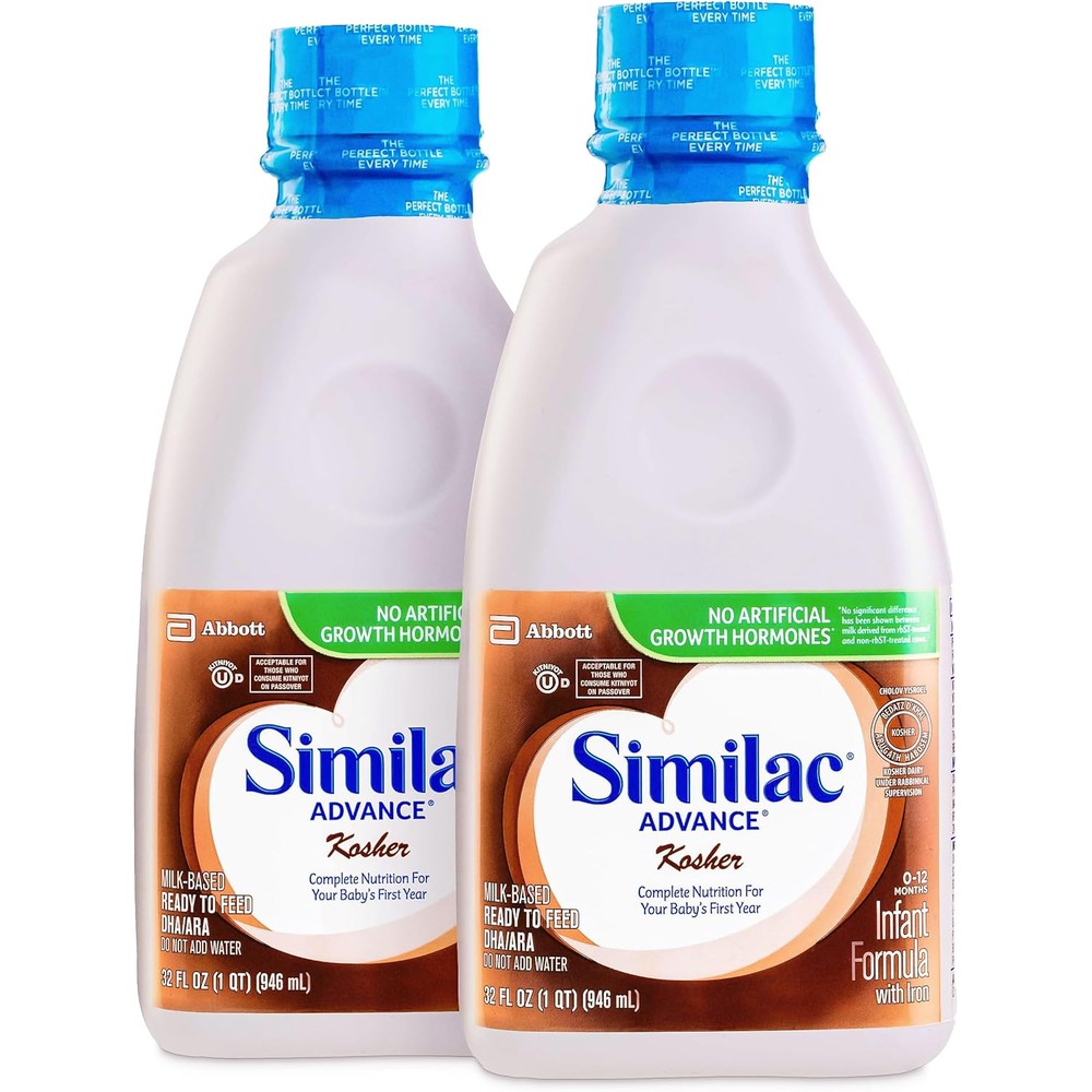 Similac Advance Kosher Ready to Feed Infant Formula front view of two pack bottles