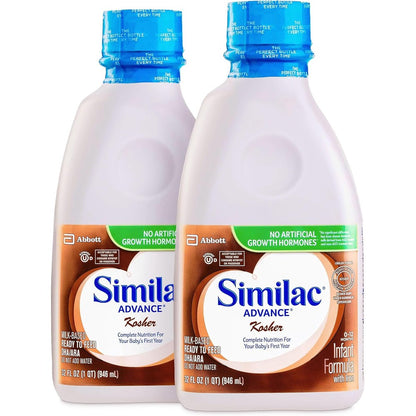 Similac Advance Kosher Ready to Feed Infant Formula front view of two pack bottles