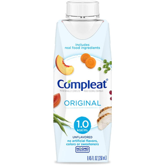 Nestle Compleat Original tube feeding formula front view showing the 8.45 ounce carton packaging.