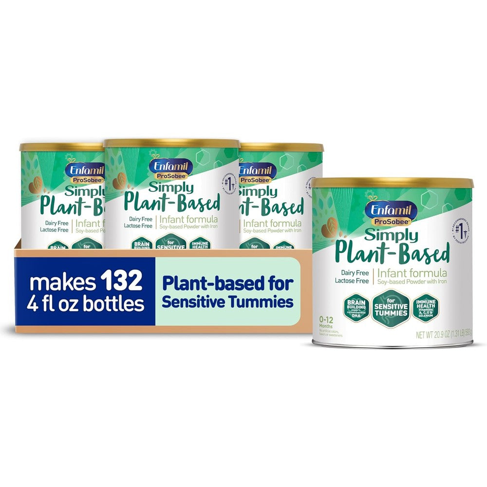 Enfamil Prosobee Plant Based Baby Formula 4 Count Pack Front View