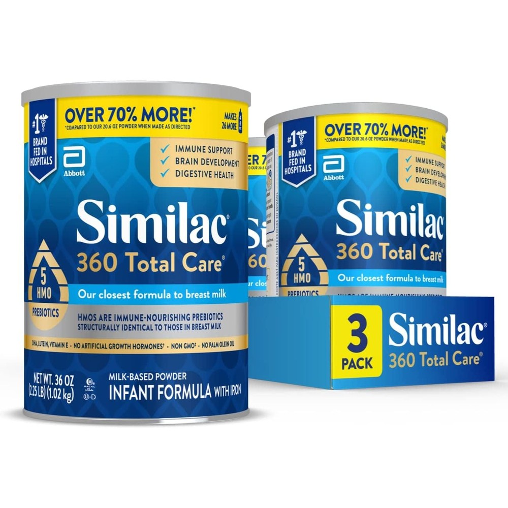 Similac 360 Total Care Infant Formula value can front view showcasing the product label and ingredient callouts.