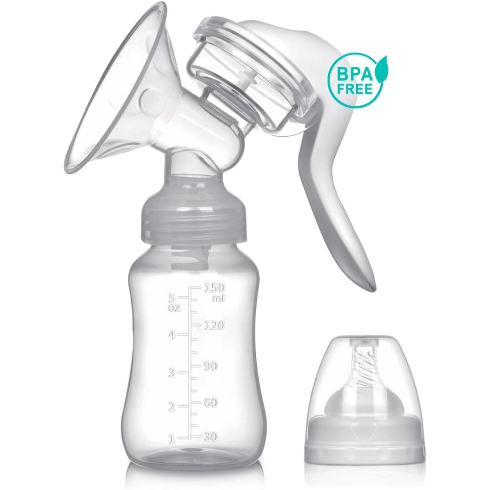 Smart Mommy manual breast pump and milk collector front view showing transparent silicone body.
