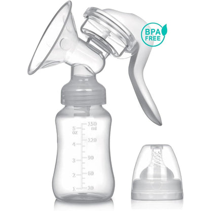 Smart Mommy manual breast pump and milk collector front view showing transparent silicone body.