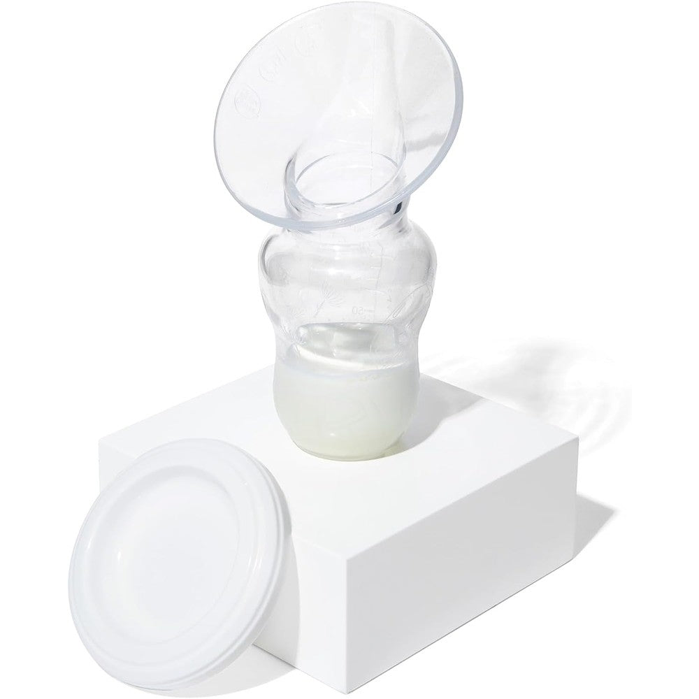 Motif Medical manual silicone breast pump front view clear portable breastfeeding pump