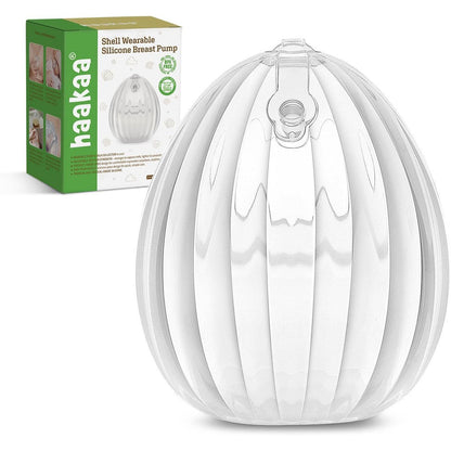 Haakaa Shell Wearable Silicone Breast Pump front view showcasing its ergonomic food-grade silicone shield design