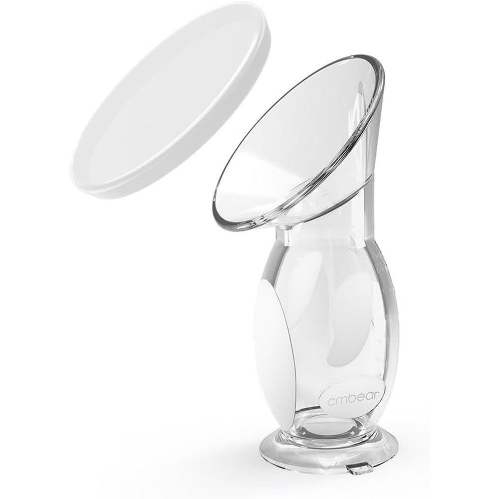 CMBEAR silicone manual breast pump front view showing clear scale markings