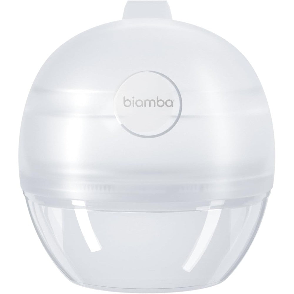 Biamba 2-in-1 Silicone Manual Breast Pump front view showcasing the wearable hands-free design.
