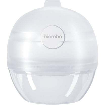 Biamba 2-in-1 Silicone Manual Breast Pump front view showcasing the wearable hands-free design.
