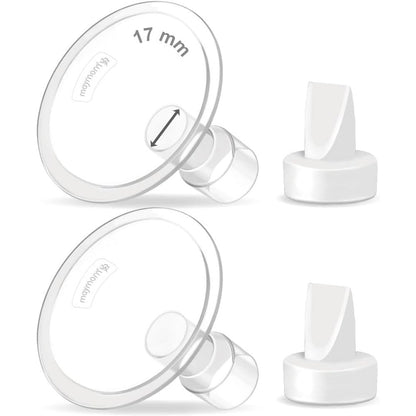 Maymom 17mm breastshield flange front view showcasing clear plastic design