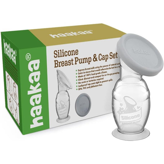 Haakaa Generation 2 silicone breast pump front view showing clear scale markings.