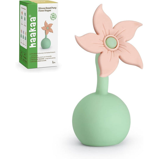 Haakaa manual breast pump flower stopper blush front view premium leak proof baby accessory