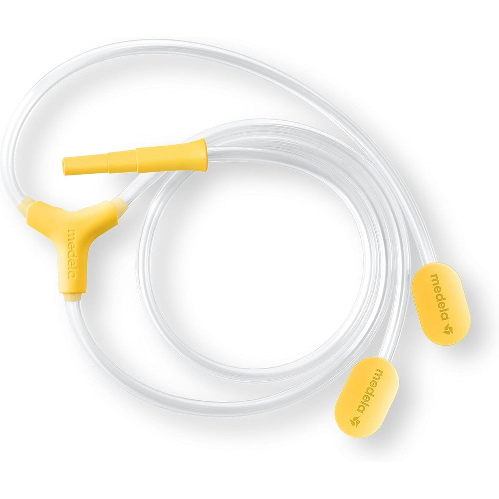 Medela replacement tubing front view showing the Y-connector for hands-free breast pumps.