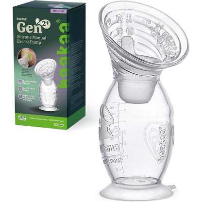 Haakaa Generation Two Plus Upgraded Manual Breast Pump front view featuring the ComfortCARE flange.