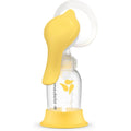 Medela Harmony manual breast pump front view showing ergonomic yellow handle and shield