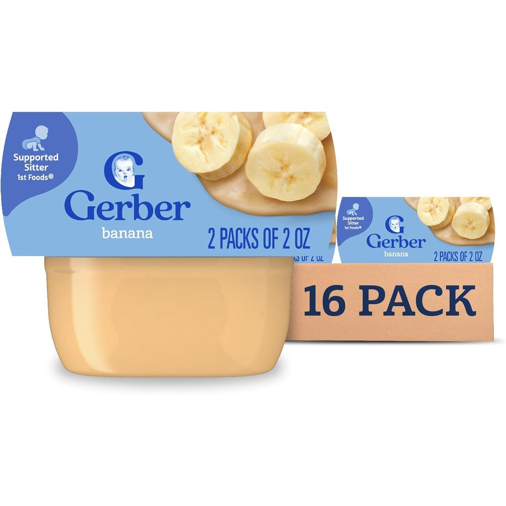 Gerber Stage One banana puree tubs front view