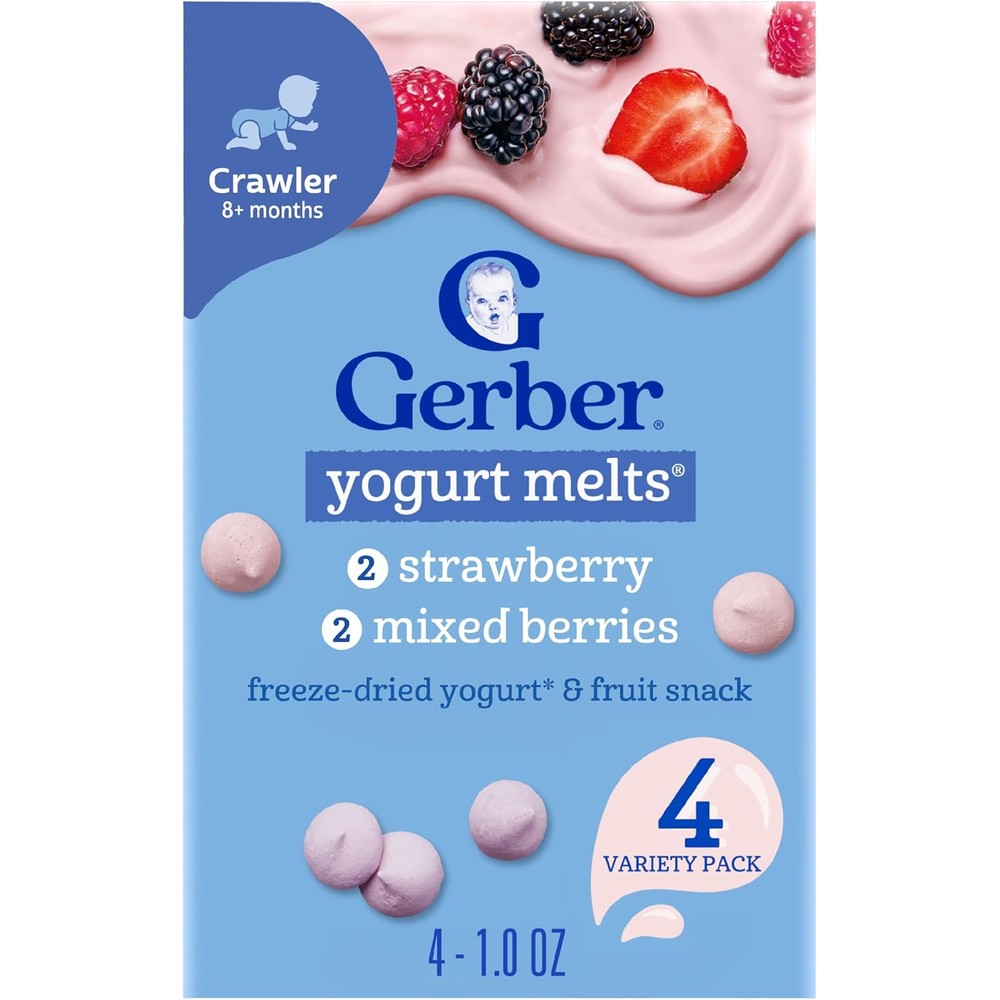 Gerber Stage 3 Yogurt Melts Strawberry and Mixed Berries front view