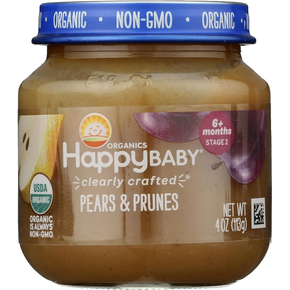 Happy Family Organics Stage 2 Pears and Prunes jar front view