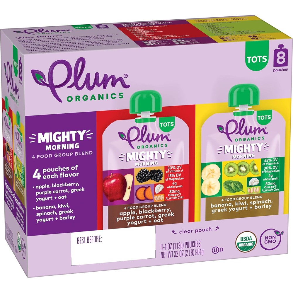 Plum Organics Mighty Morning Toddler Food Variety Pack front view