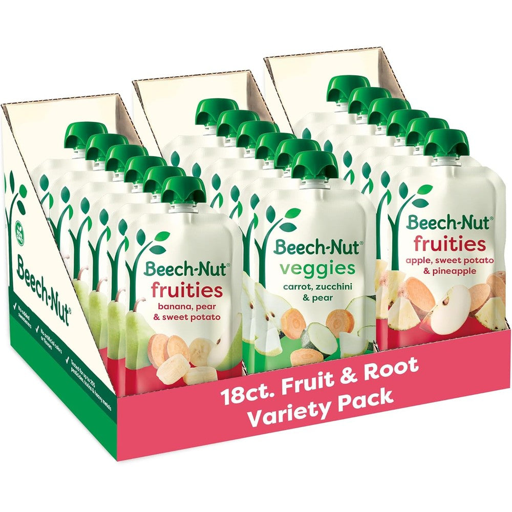 Beech-Nut baby food variety pack front view of 18 pouches