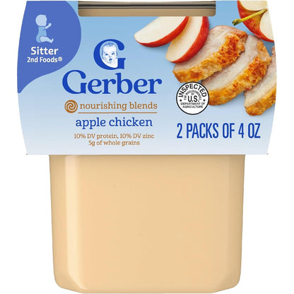 Gerber Stage 2 Apple Chicken baby food tub front view