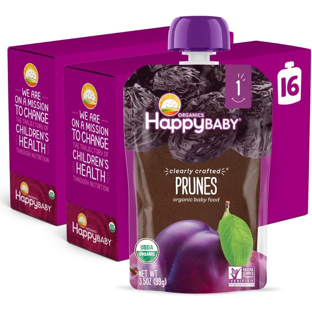 Happy Baby Organics Clearly Crafted Stage 1 Prunes pouch front view