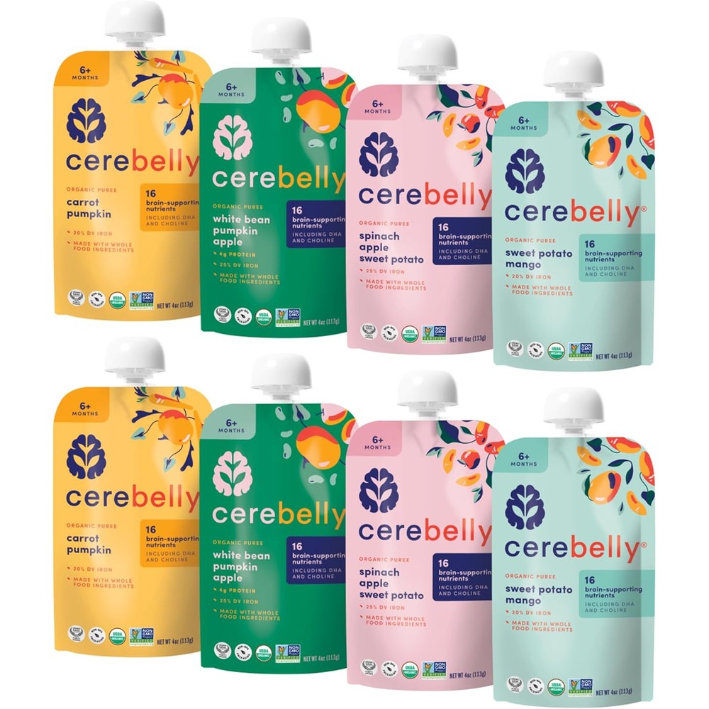 Cerebelly Organic Baby Food Pouches Variety Pack front view